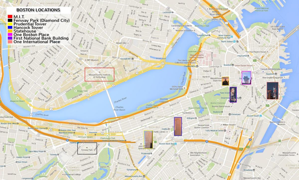 karta över centrala Boston