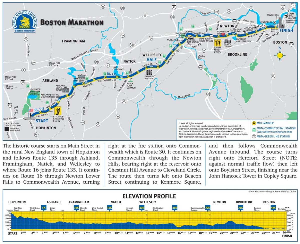 Boston marathon höjd karta