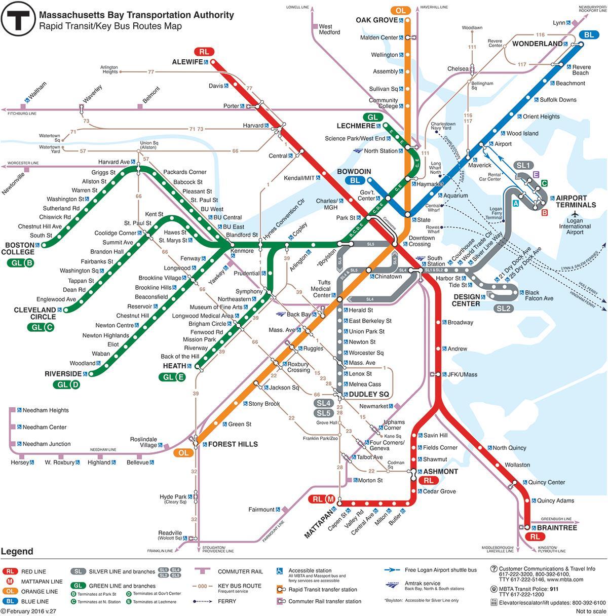 MBTA karta röda linjen