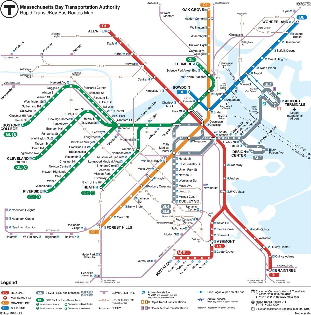karta över Boston tunnelbana