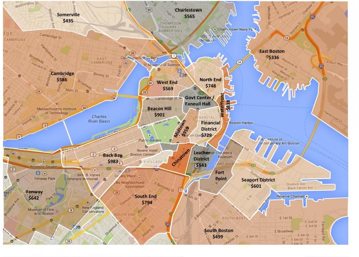 staden Boston zonindelning karta