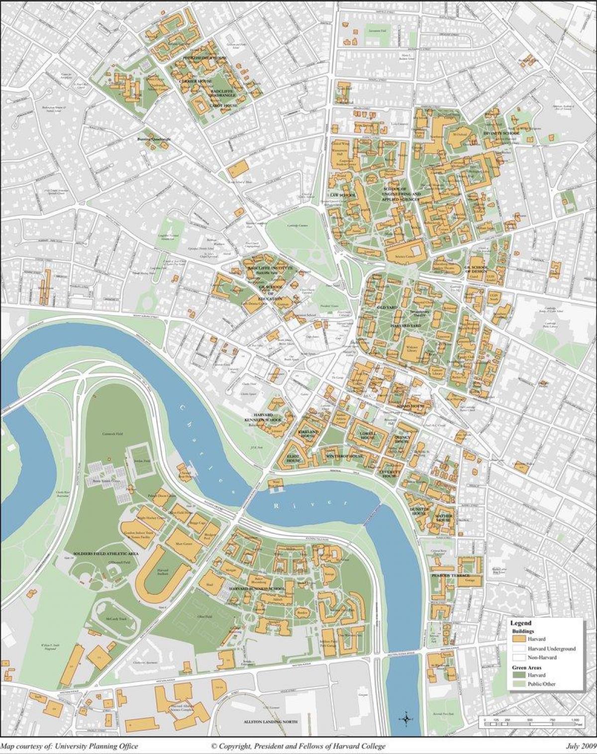 Harvard-universitetet campus-karta