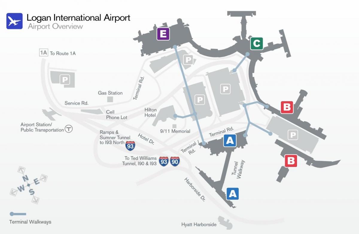 karta över Logan airport terminal b