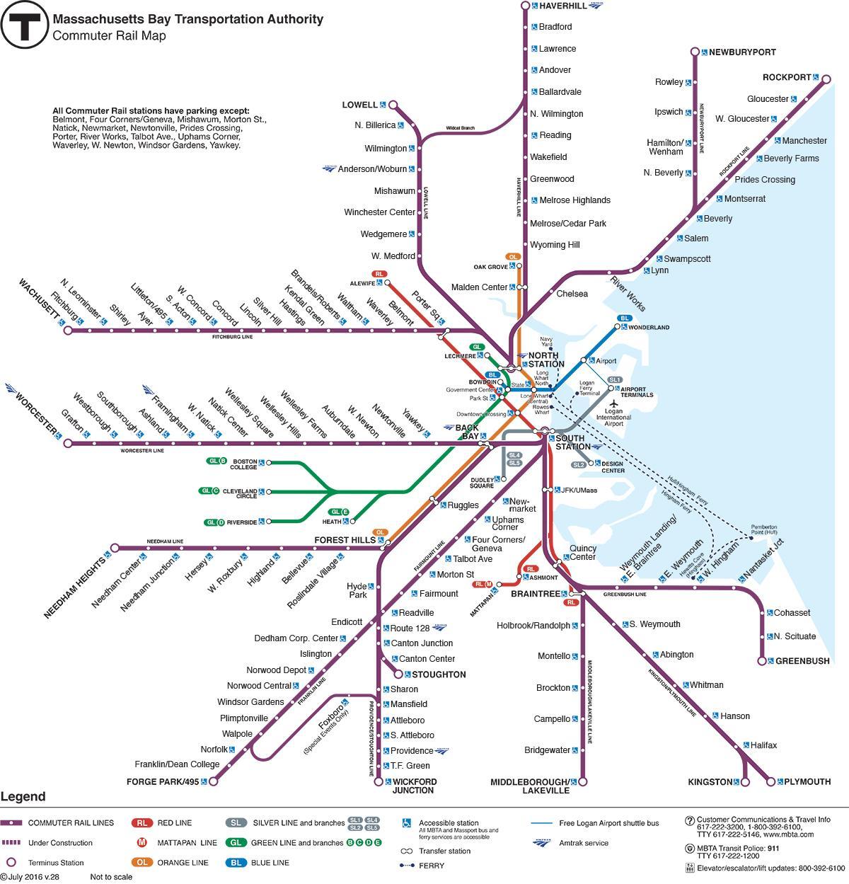 pendeltåg karta Boston