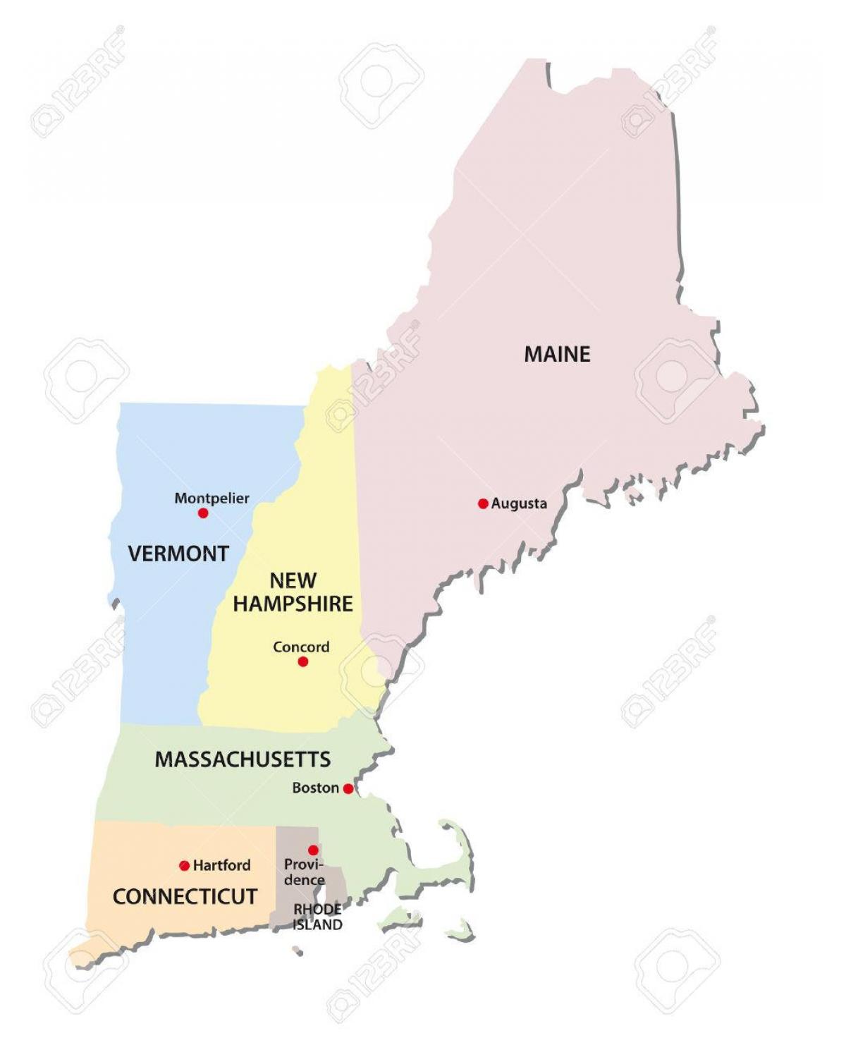 karta över New England staterna