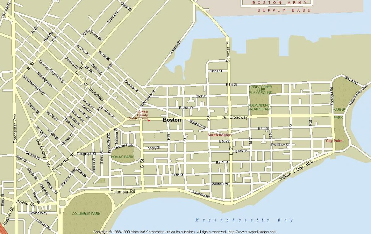 karta över south Boston