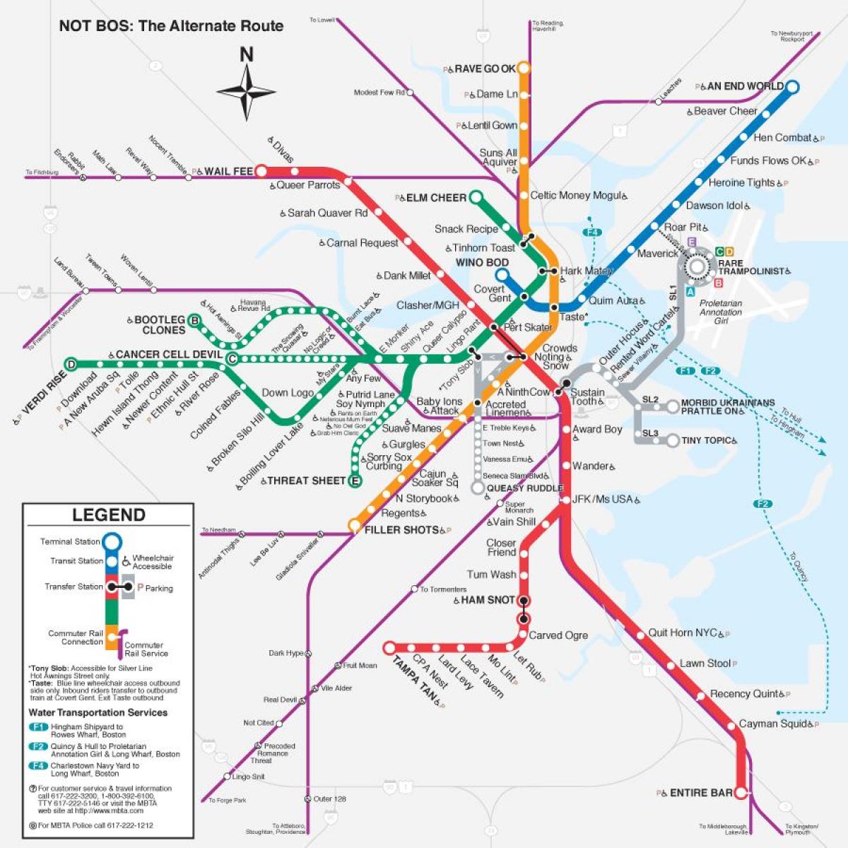 karta över t karta Boston