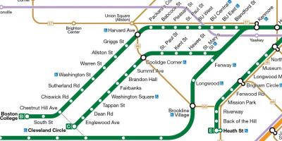 MBTA grön linje karta