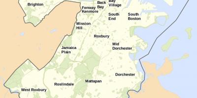 Karta över Boston och det omgivande området