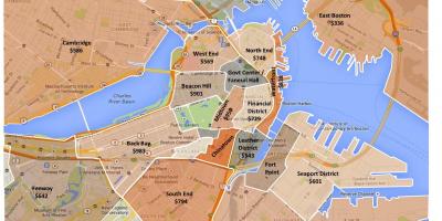 Staden Boston zonindelning karta
