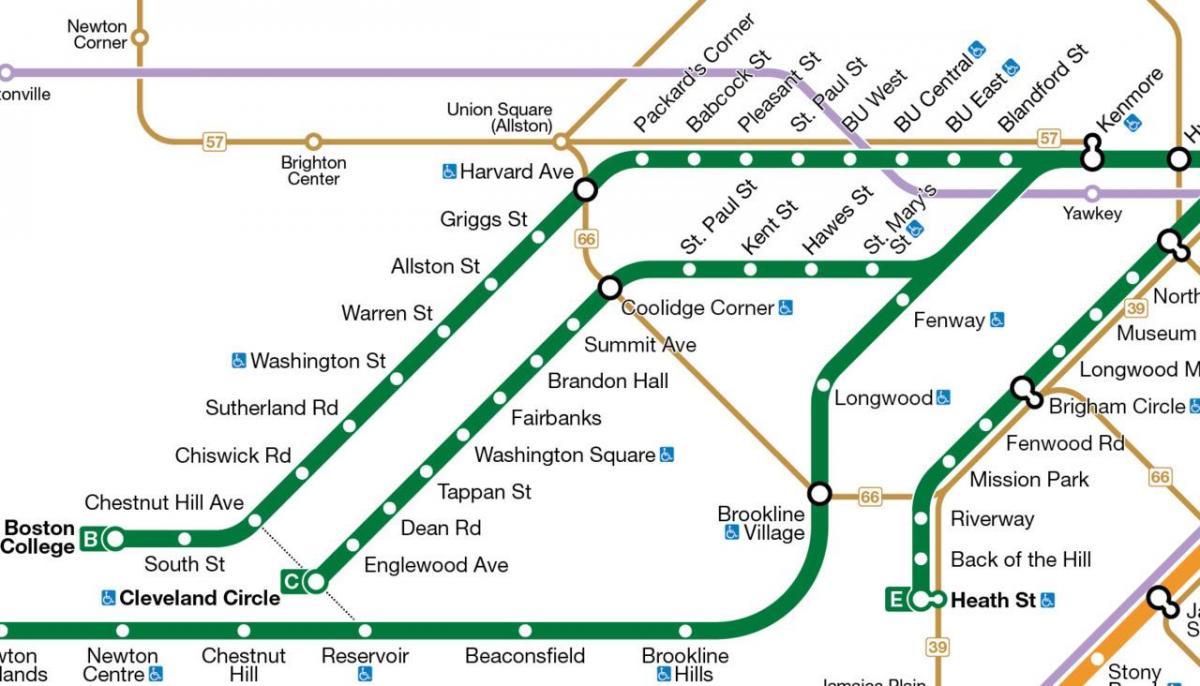MBTA grön linje karta