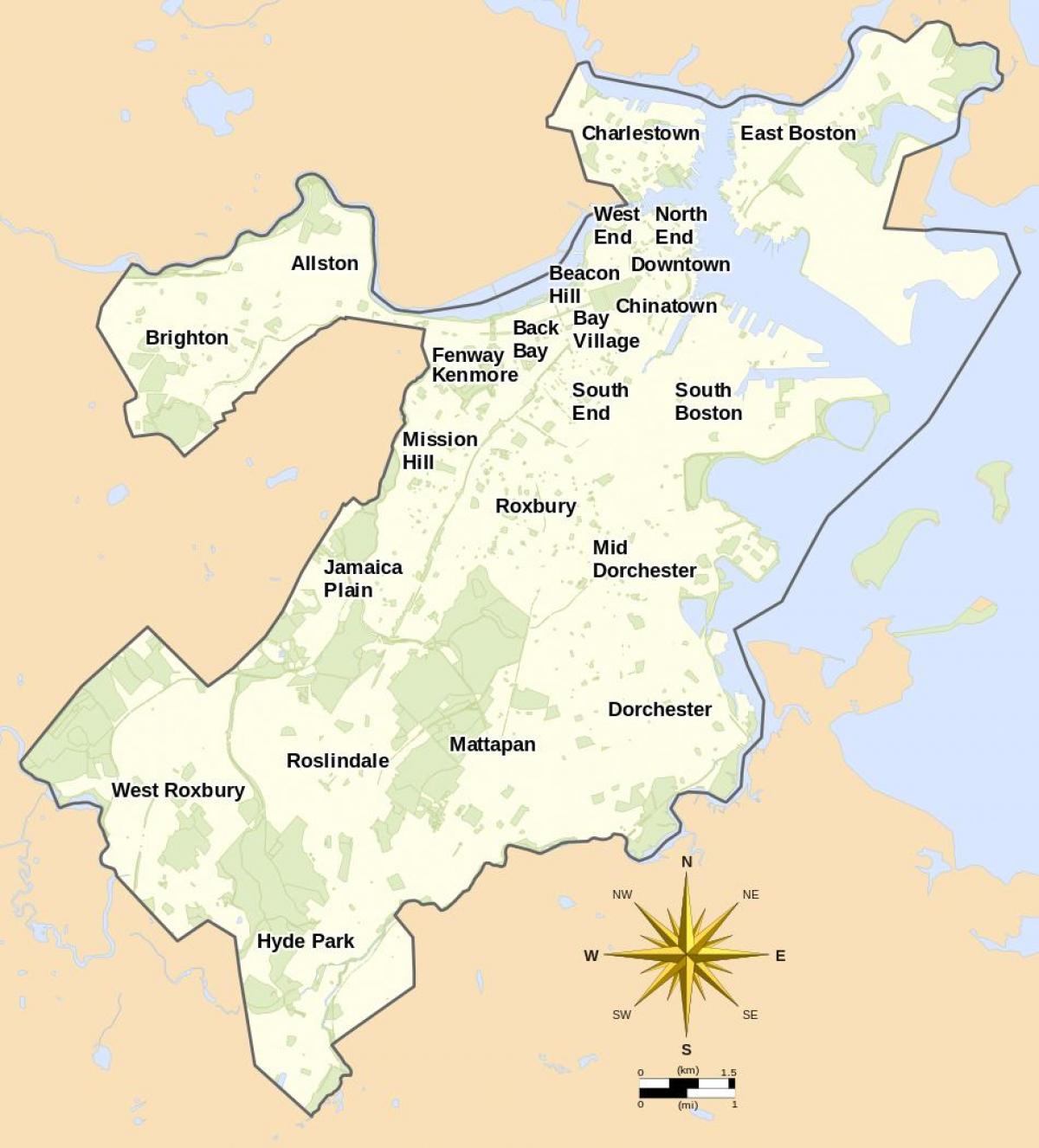 karta över boston Boston området   karta  Karta över Boston och det omgivande 