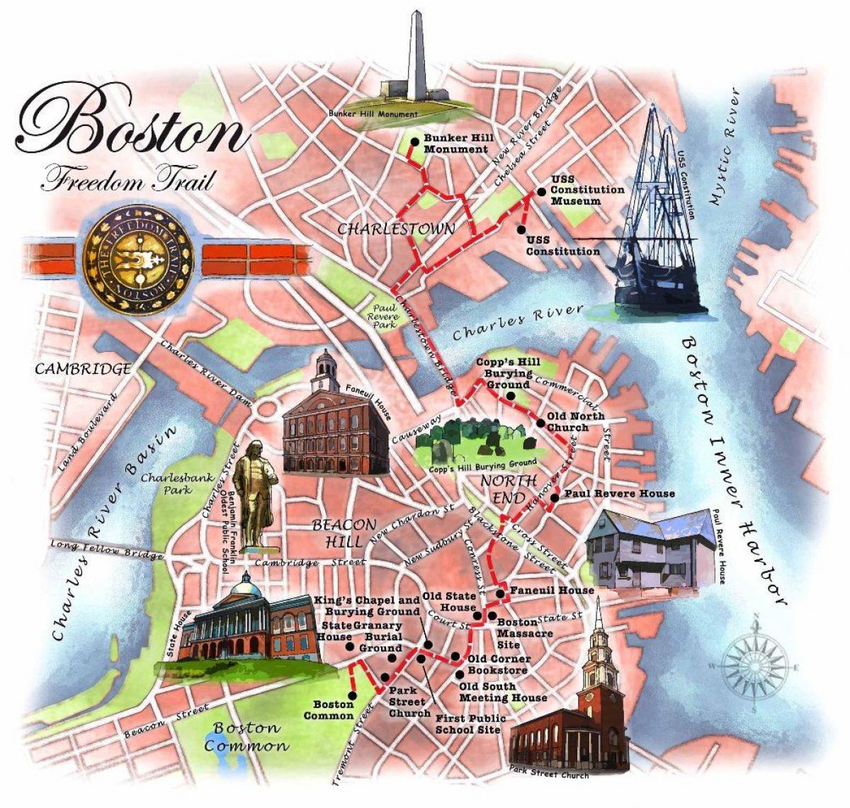 freedom trail karta Boston
