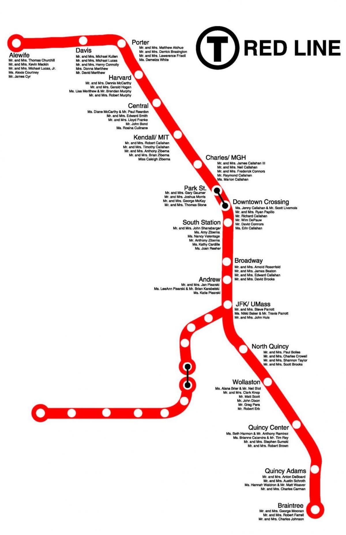 röda linjen karta Röda linjen MBTA karta   Röda linjen i Boston karta (Usa)