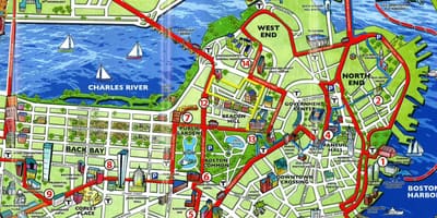 Karta över attraktioner i Boston