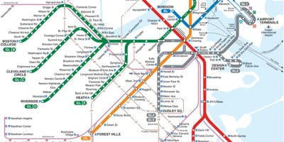 T tåget Boston karta