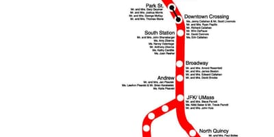 Röda linjen Boston karta